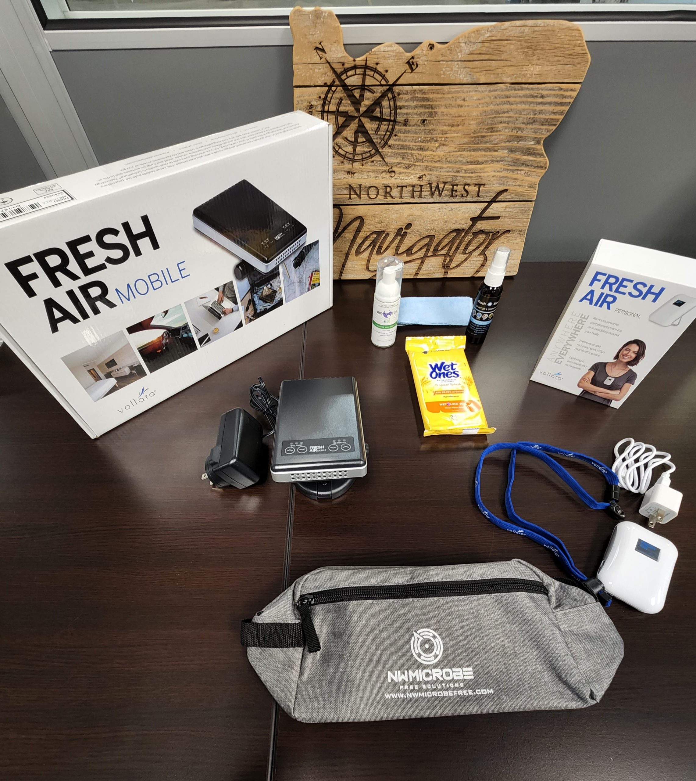 The FreshAir Travel Kit contents laid out